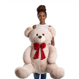 Urso Pelúcia Laço Love Areia 80cm