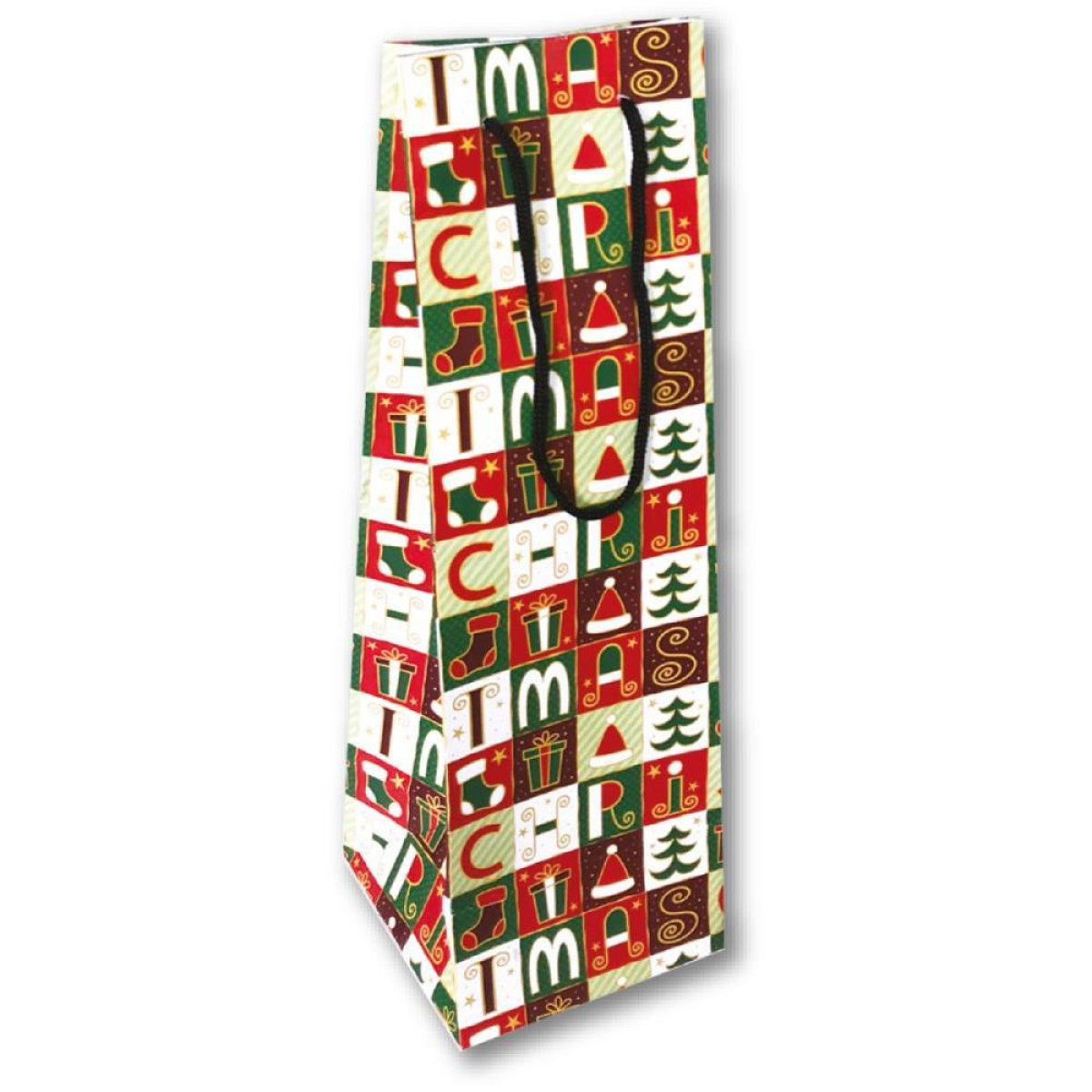 Sacola Para Garrafa Sacola Natal 11x35x11cm 190g(s