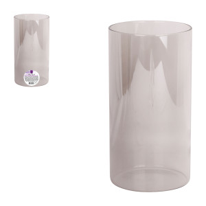 Vaso De Vidro 19 Cm Na Cor Fumê
