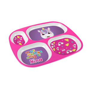 Prato Com Divisórias Em Melamina Estampa Unicórnio 24 X 21 Cm-843863-90778