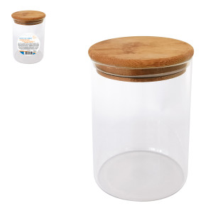 Pote De Vidro Hermético 430 Ml Com Tampa De Bambu-843893