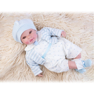 Boneca Bebê Reborn Romeo Blue Vinil Articulado 44 Cm - Caixa Litografada