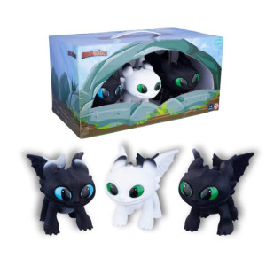 Animal Mini Dragões Dawn, Dusk E Eclipse Como Treinar Seu Dragão 12 Cm - Caixa Litografada