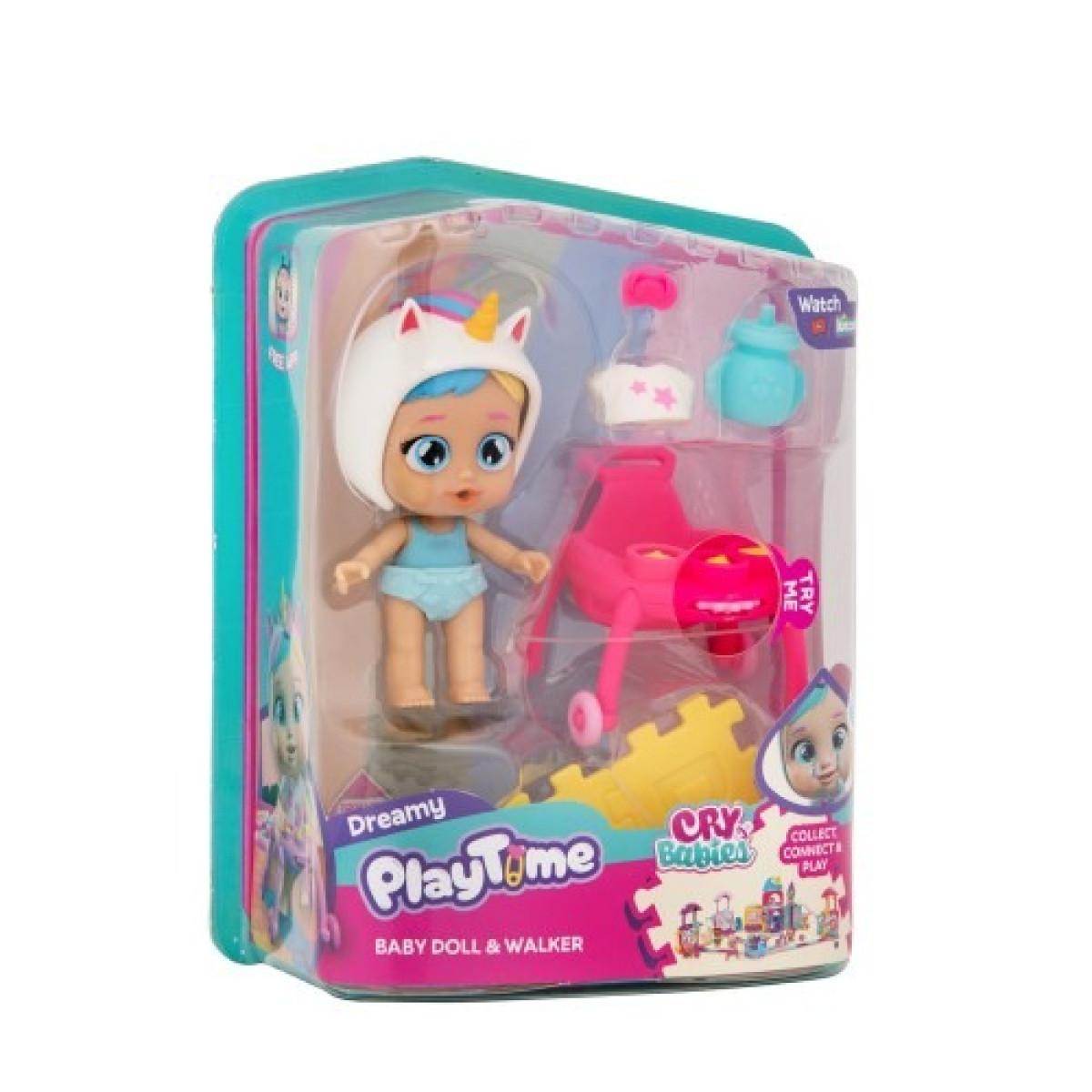 Boneca Cry Babies Playtime Dreamy Com Carrinho