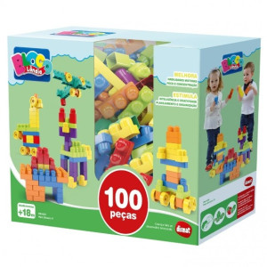 Bloco Blocolândia Mais Blocos Iv 100 Peças 44 Cm - Caixa Plástica Organizadora