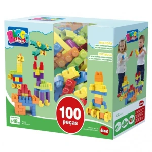 Bloco Blocolândia Mais Blocos Iv 100 Peças 44 Cm - Caixa Plástica Organizadora