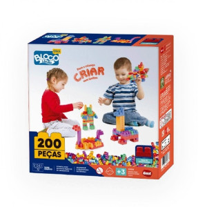 Bloco Blocolândia Click Kit Monta Mais Click 200 Peças 24 Cm - Caixa Litografada