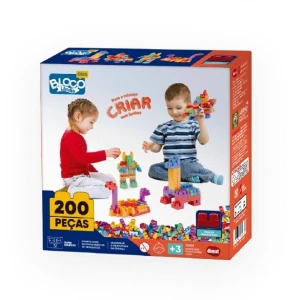 Bloco Blocolândia Click Kit Monta Mais Click 200 Peças 24 Cm - Caixa Litografada