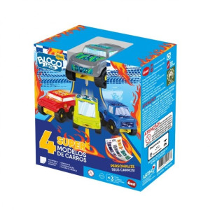 Veículo Blocolândia Click Kit Com 4 Carros 24 Peças 19 Cm - Caixa Litografada