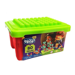 Bloco Blocolândia Click Caixa 80 Peças 14 Cm - Caixa Plástica Organizadora