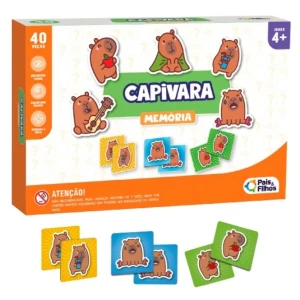 Jogo Memória Capivara Cartas Ilustradas 24 Cm - Caixa Litografada