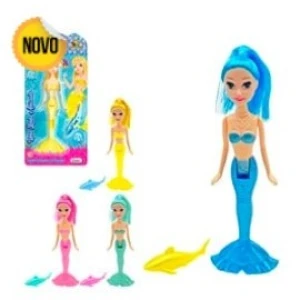 Boneca Amy Sereia Com Peixe 18 Cm