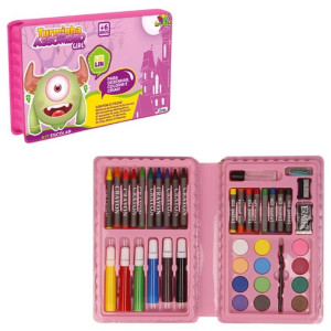 Kit Escolar Maleta Com 43 Peças Rosa