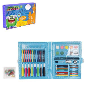 Kit Escolar Maleta Com 47 Peças Azul