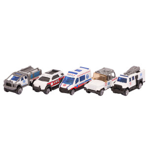 Brinquedo Kit Die-cast Com 5 Peças Temático De Resgate 22 Cm - Caixa Litografada