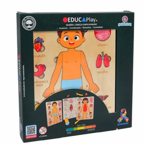 Educativo Educaplay Quebra-cabeça Corpo Humano 22 Cm - Caixa Litografada