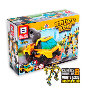 Blocos De Montar Play Blok Caminhões Robôs 14 Cm - Display