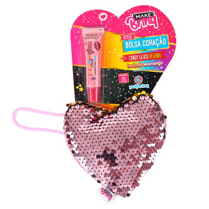 Beleza Make Brinq Bolsa Coração Com Brilho E Gloss Labial 12 Cm - Solapa