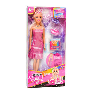 Beleza Make Brinq Boneca Sparkle Party 16 Cm - Caixa Litografada