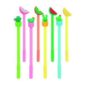 Papelaria School Brinq Caneta Multicolorida Frutas E Cactos 3 Cm - Display