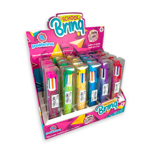 Papelaria School Brinq Caneta Multicolorida Multi Paetê 4 Cm - Display