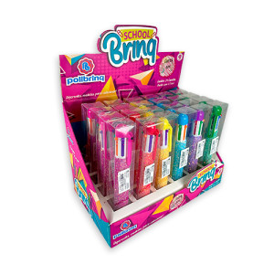 Papelaria School Brinq Caneta Multicolorida Glittzy 2 Cm - Display
