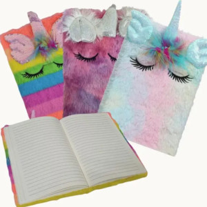 Caderno Pelúcia Unicórnio Com Orelhas 3d – Colecionável