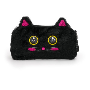 Papelaria School Brinq Estojo De Pelúcia Gatinho Preto 22 Cm - Sem Embalagem
