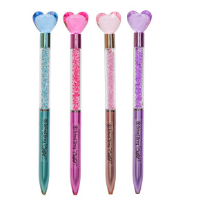 Papelaria School Brinq Caneta Click Com Strass Coração 3 Cm - Display