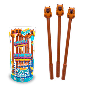 Papelaria School Brinq Caneta Click Capivara 2 Cm - Display
