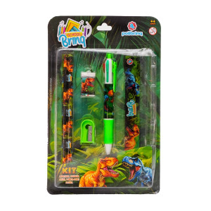 Papelaria School Brinq Kit Escolar Com Caneta 4 Cores 17 Cm - Blister