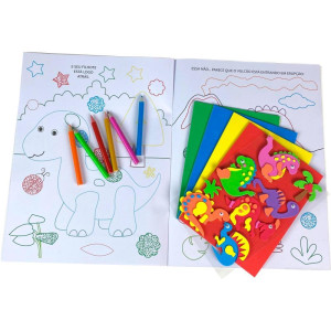 Livro Com Adesivos Dinossauros Lapis De Cor C/ade-123199-20960