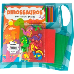 Livro Com Adesivos Dinossauros Lapis De Cor C/ade