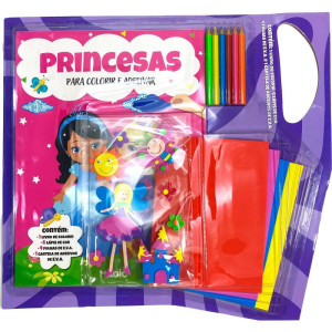 Livro Com Adesivos Princesas Lapis De Cor C/adesi-123198-78476