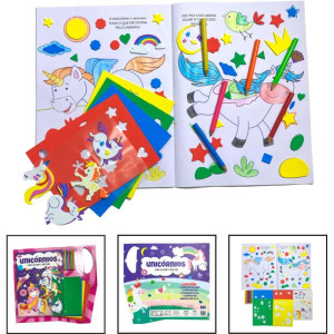 Livro Com Adesivos Unicornios Lapis De Cor C/ades-123196-16558