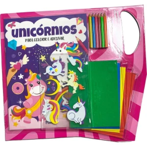 Livro Com Adesivos Unicornios Lapis De Cor C/ades