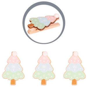 Prendedor De Madeira árvore Com 3 Unidades 4x3cm