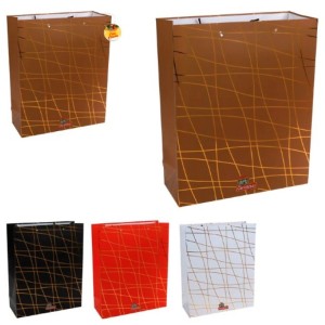 Sacola Natal Risco Gold 26x32x10cm