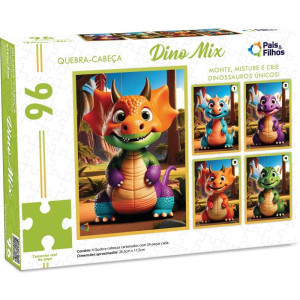 Quebra-cabeca Cartonado Dino Mix 96 Pecas-123425-28468