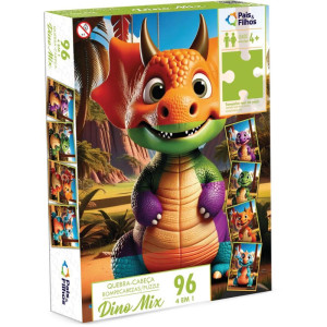 Quebra-cabeca Cartonado Dino Mix 96 Pecas