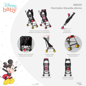 Carrinho De Bebe Mickey Petit Guarda Chuva 15kg-119254-26816