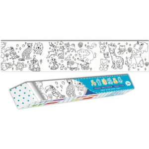 Livro Infantil Colorir Animais 30cmx3m Rolo Adesivo