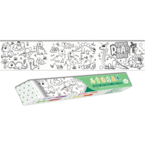 Livro Infantil Colorir Dino 30cmx3m Rolo Adesivo