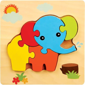 Quebra-cabeca Madeira Elefante