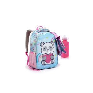 Kit Infantil Feminino | Mochila + Lancheira + Estojo + Garrafa + Mosquetão-41382-43072