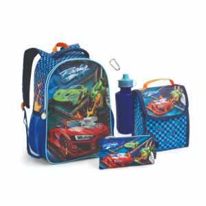 Kit Infantil Masculino | Mochila + Lancheira + Estojo + Garrafa + Mosquetão