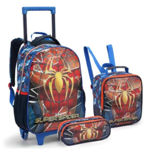 Kit Infantil Masculino | Mochila Infantil Com Rodas + Lancheira + Estojo