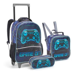 Kit Infantil Masculino | Mochila Infantil Com Rodas + Lancheira + Estojo