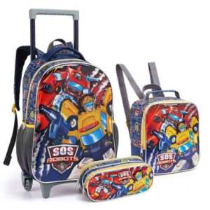 Kit Infantil Masculino | Mochila Infantil Com Rodas + Lancheira + Estojo
