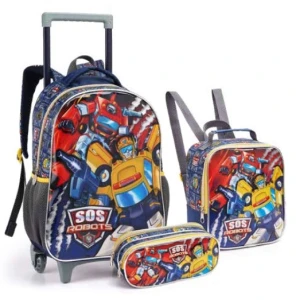 Kit Infantil Masculino | Mochila Infantil Com Rodas + Lancheira + Estojo